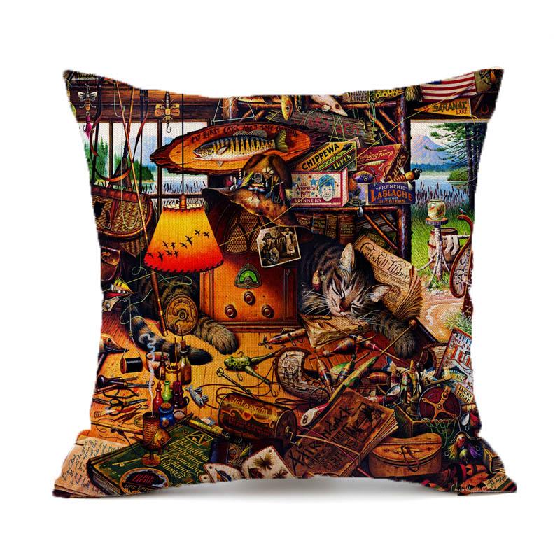 Creative Cute Cat Design Double-Sided Printed Pillow Cover Short Plush Suitable Living Rooms Bedrooms Sofas Throw Cushion Cover
