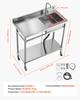 VEVOR Stainless Steel Utility Sink, Rolling Single Bowl Commercial Kitchen Sink with Wheels, Faucet and Hot & Cold Water Pipe