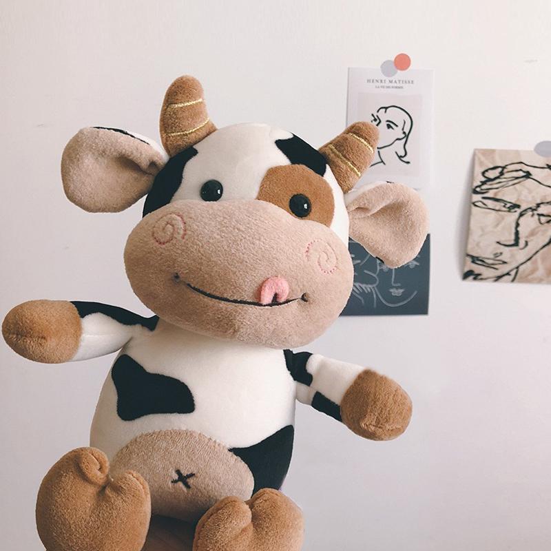 30cm Cute Cow Dolls Sweater Little Cow Plush Toy Chinese Zodiac Stuffed Animals  Cloth Doll New Year's Gift Girl's Birthday Gift