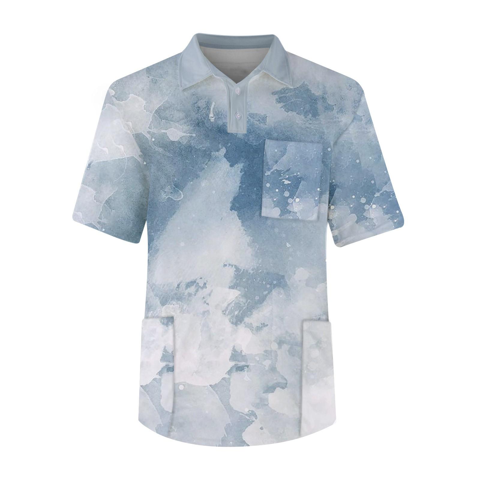 

Мужская футболка с коротким рукавом, пуговицами, лацканами, текстурированным принтом, нагрудным карманом, Dry-nurse XXXXL