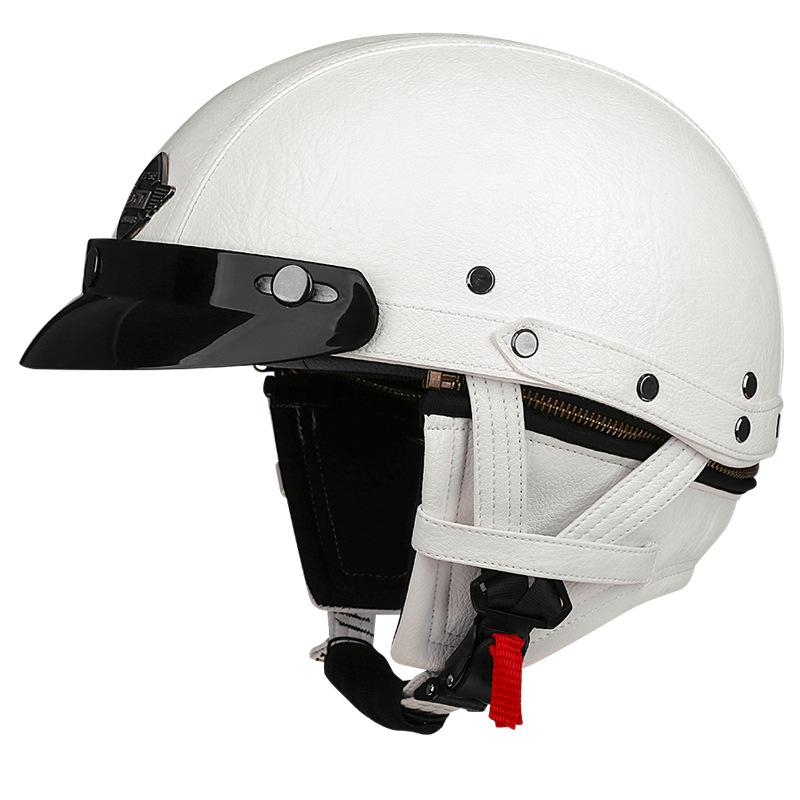 

Cross Border Retro Harley Мотоциклетный Электрический Мотоциклетный Шлем Полушлем Кожаный Шлем Мужской И Женский Легкий Электрический Защитный Шлем Для Скутера L аэро