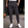 Men Solid Color Elastic Casual Tapered Long Pants