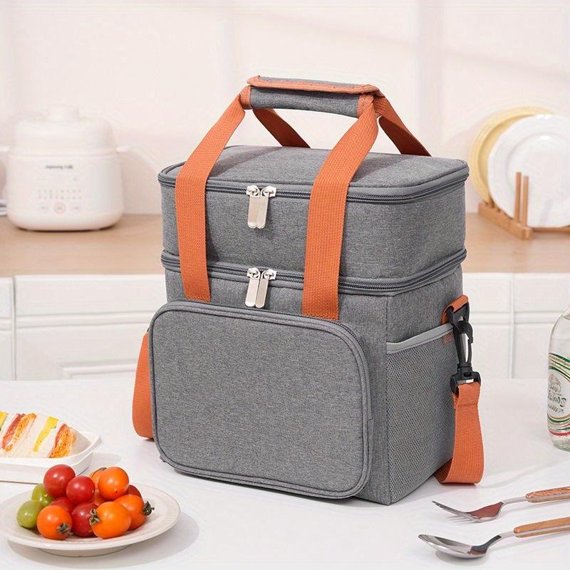 Double Layer Large Capacity Portable Insulation Bag Oxford Cloth Bento Bag Insulation Bag Outdoor Picnic Bag