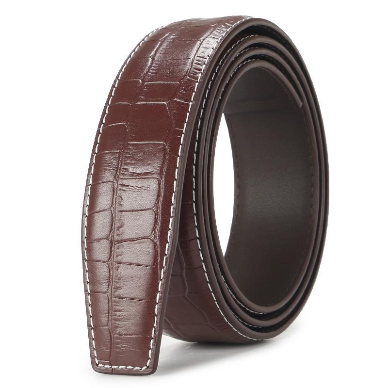 

Полоска черного ремня из двухслойной коровьей кожи с открытыми краями для мужчин, автоматическая, с тисненым узором под крокодила 110-130cm
