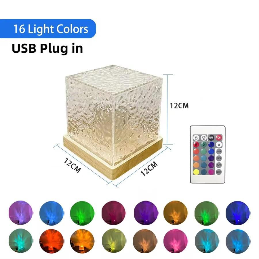 Translucent Cube Ocean Wave Projector Light with 16 Colors and Remote Control Cube Aura Lamp,Lights Projector Light for Bedroom Aurora Lamp
