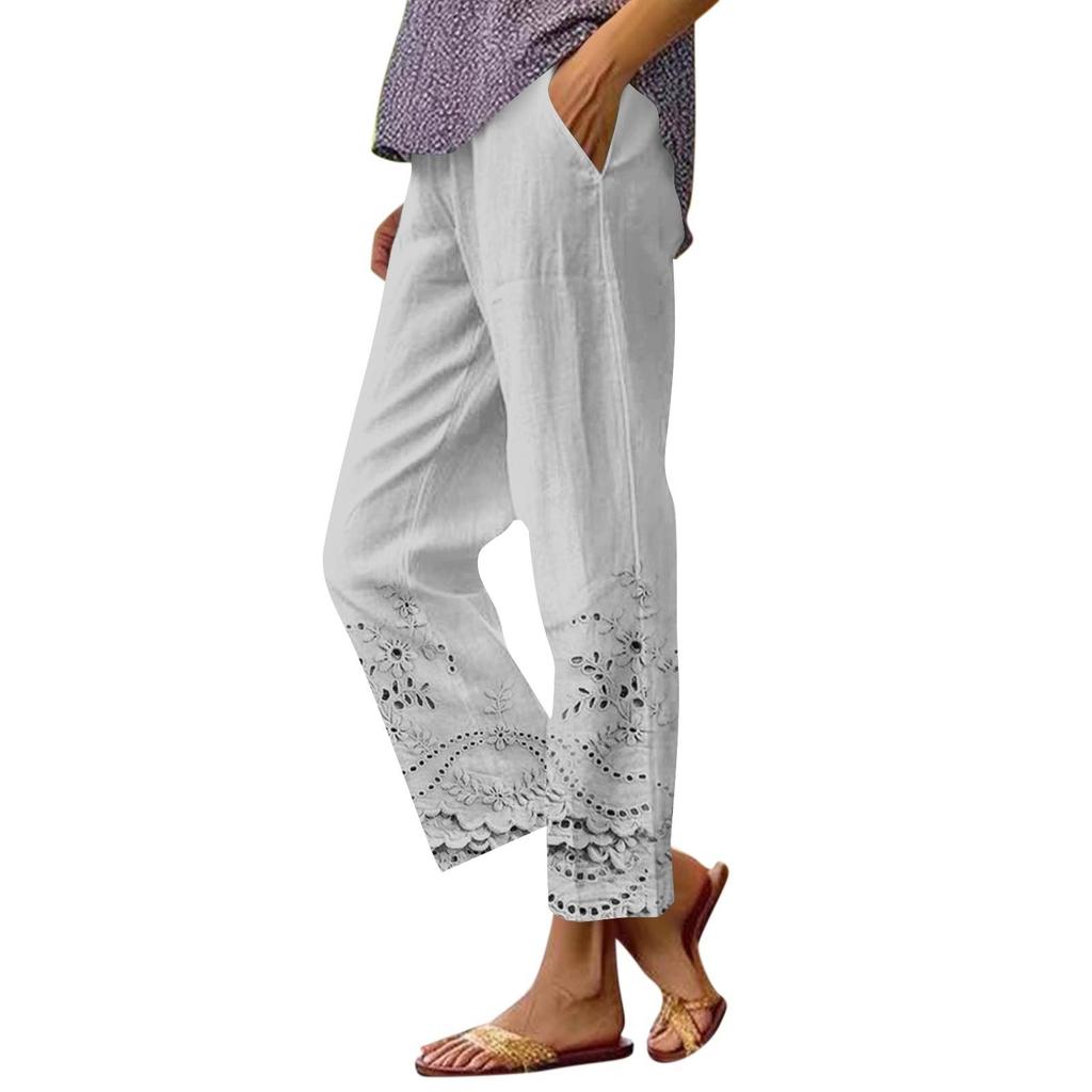 Women's Casual Fashion Printed Straight Leg Pants Pants With Pockets