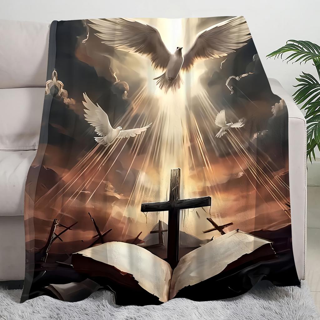 Jesus Embracing Art Pattern Decorative Throw Blanket for Sofa, Bed, Home Decor, and Office Space