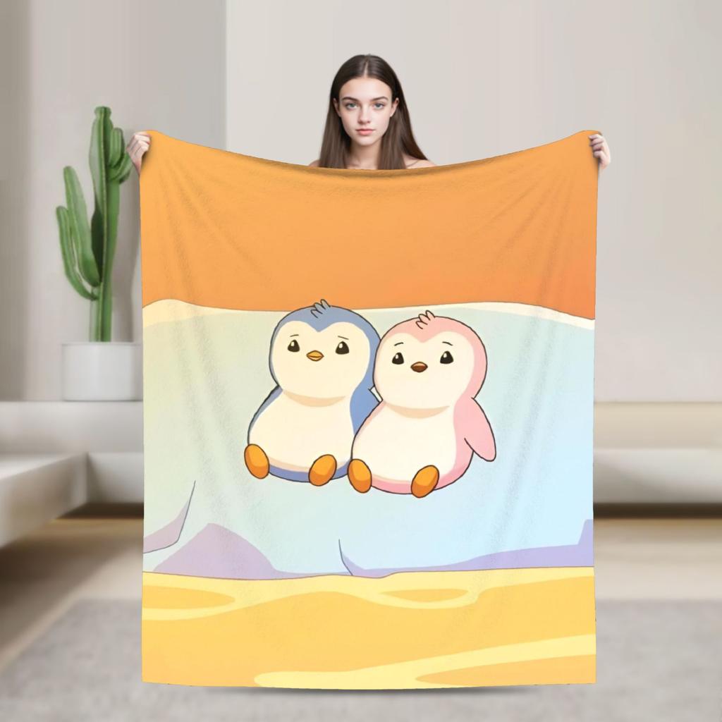 P-Pudgy Penguin Blanket Cute Penguin  Fleece Funny Warm Throw Blankets For Bedding Lounge Textile Decor,