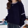 Autumn and winter new loose and lazy slack round neck pullover sweater women's design sense knitted sweater