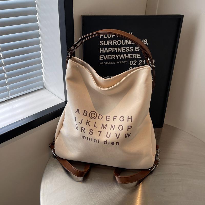 Autumn new canvas large-capacity bag women's 2025 fashion messenger bag fashion texture commuter shoulder tote bag
