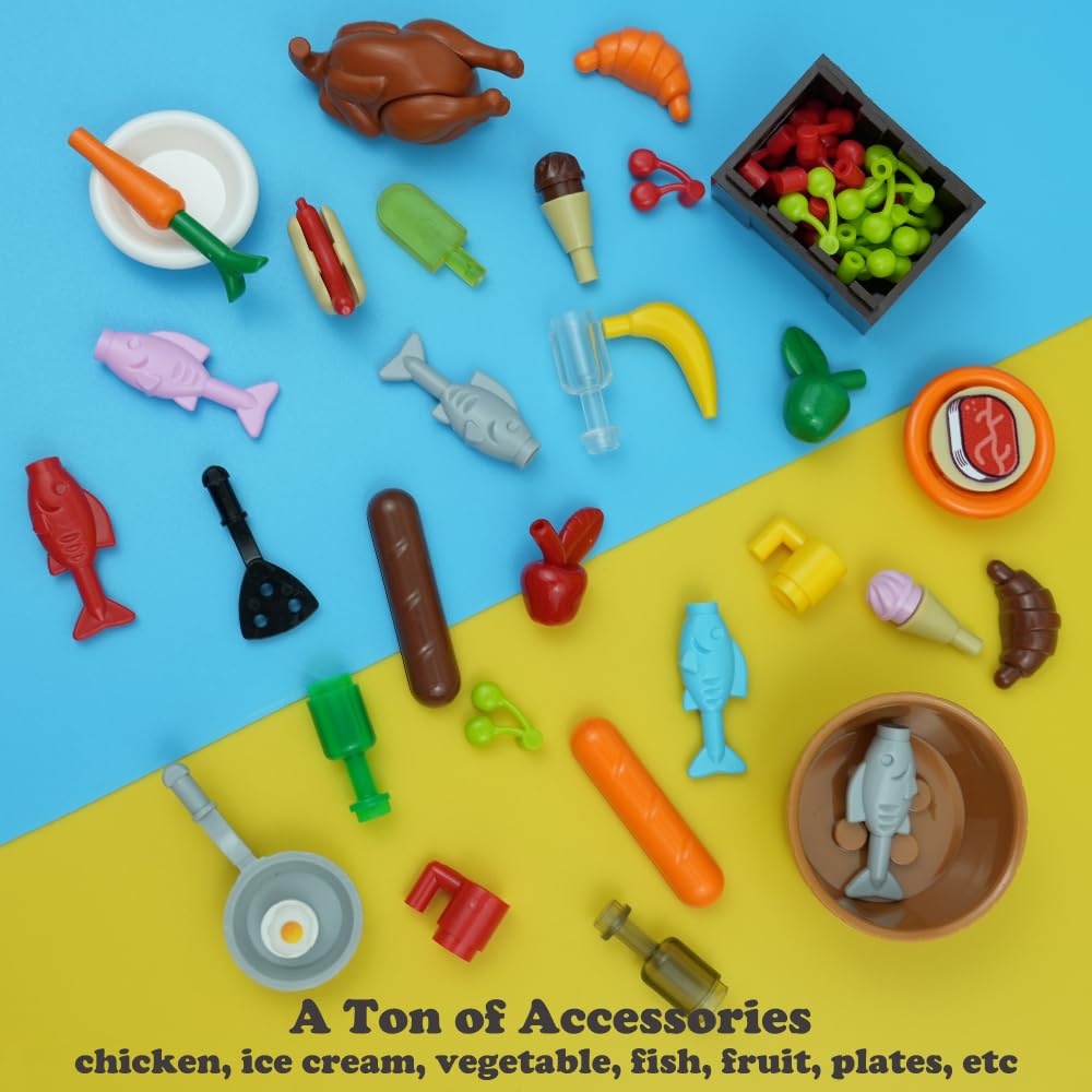 220 Přátelé Město Repliky jídla - Ovoce, Zelenina, Sushi, Zmrzlina - Kompatibilní s klasickými stavebními kostkami hlavních značek