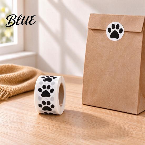 Cute Paw Print Roll 2 Rolls Colorful Dog Stickers Self-adhesive DIY Self Adhesive Labels Craft Labels Decorative Round Decals for Scrapbooking