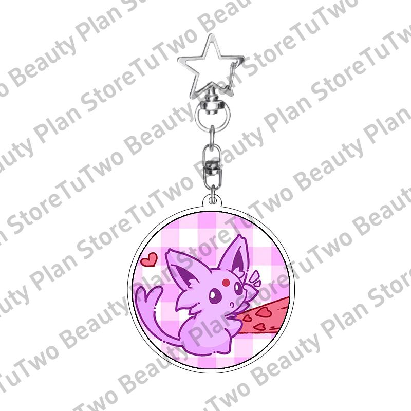 Girly Heart Acrylic Anime Sylveon Espeon Glaceon Eevee Cartoon Keychain Key Chains Keyrings Jewelry Fans Gifts Accessories Toys
