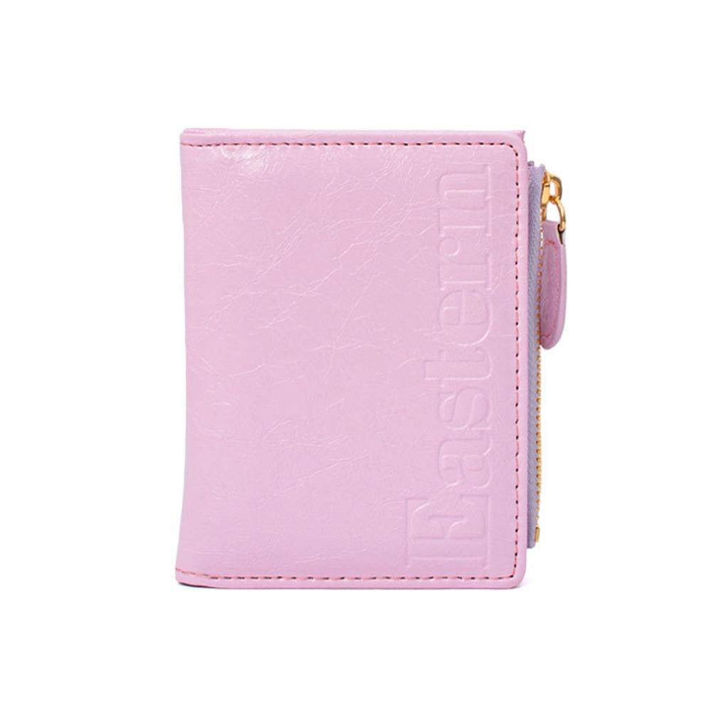 

Ультратонкий кошелек-картхолдер из ПУ кожи, складная сумка для карт, портативный бифолд, короткий кошелек, женский розовый