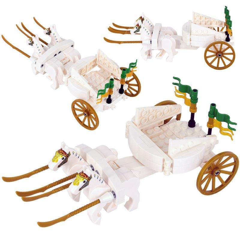MOC Mittelalterliche Streitwagen Kutsche Elefanten Soldat Plastik Lernspielzeug Mini Bausteine Spielzeug für Jungen Kinder Mädchen