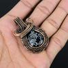 Snowflake Obsidian Pendant Gemstone Jewelry, 999 Copper Wire Wrapped Pendant, Gift For Women Handmade Pendant