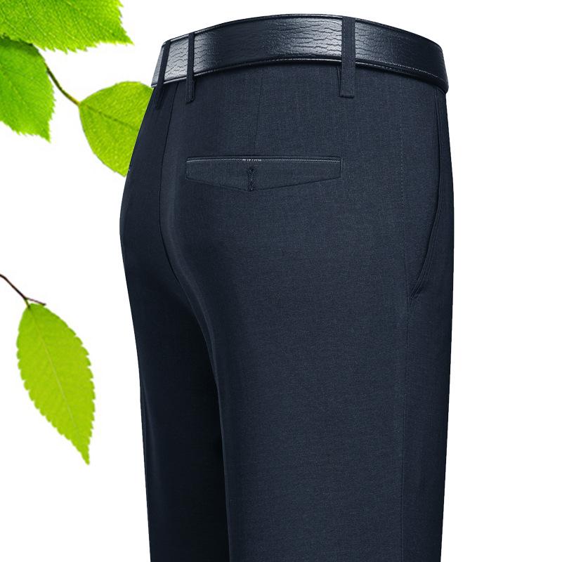 

Мужские классические прямые длинные брюки, мужские повседневные длинные брюки с высокой талией и плоской передней частью, летние хлопковые тонкие брюки без железа, деловое рабочее платье, свободные брюки 33