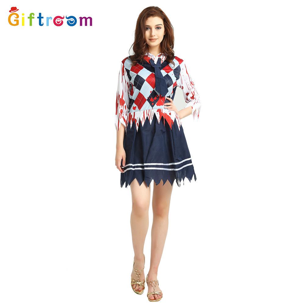 

Женский костюм ведьмы, трендовый, вампирский, для ролевых игр, с жуткими узорами и кровью