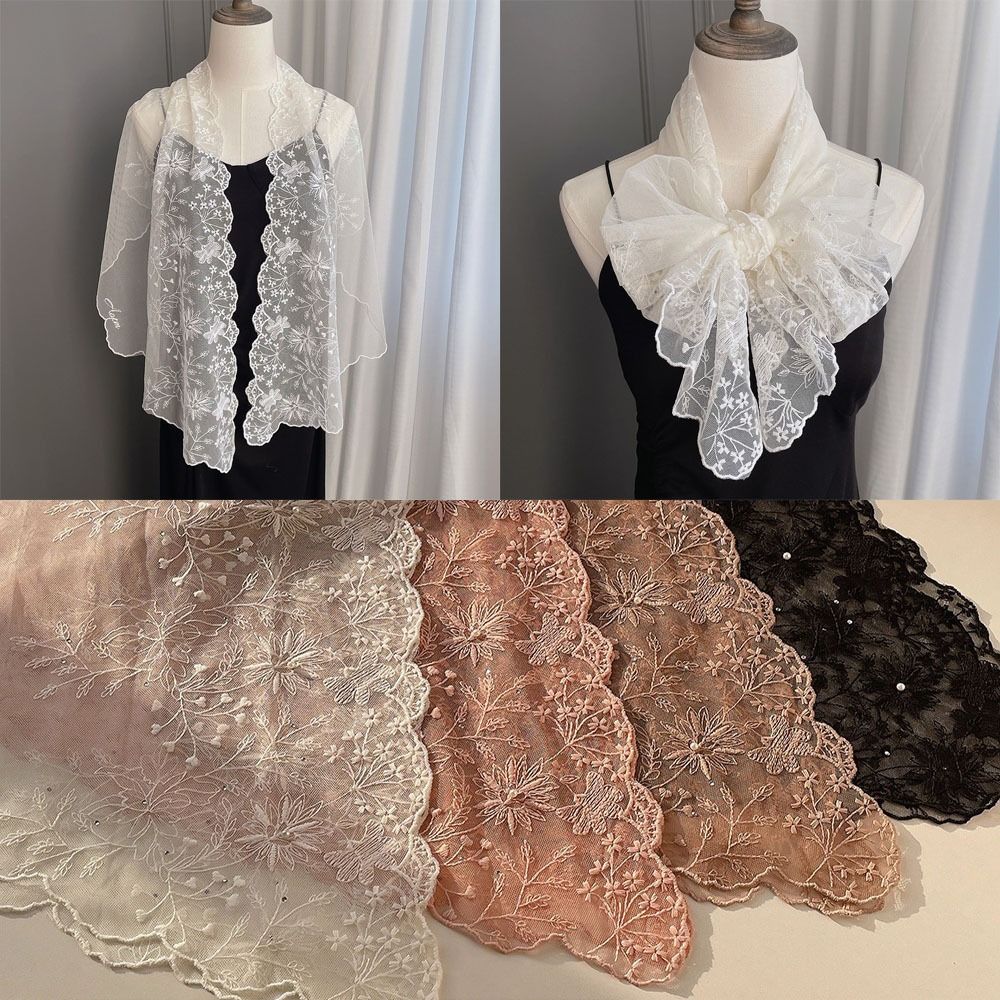 

Elegant Women s Lace Scarf Long Female Headscarf Versatile Sunscreen Shawl for Women рожевий