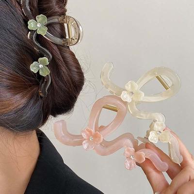 Korean Candy Color Flower Wave Hair Claw for Women Girls Fashion Design Acrylic Large Hair Claws Crab Hairpin Hair Accessories