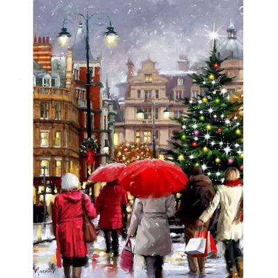 Pintura Diamante Completo Natal Diamante Bordado Cenário Ponto Cruz Decorações de Natal