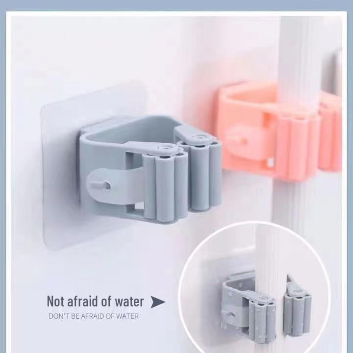 Strong Adhesive Wall-Mounted Mop & Broom Holder with No-Punch Design