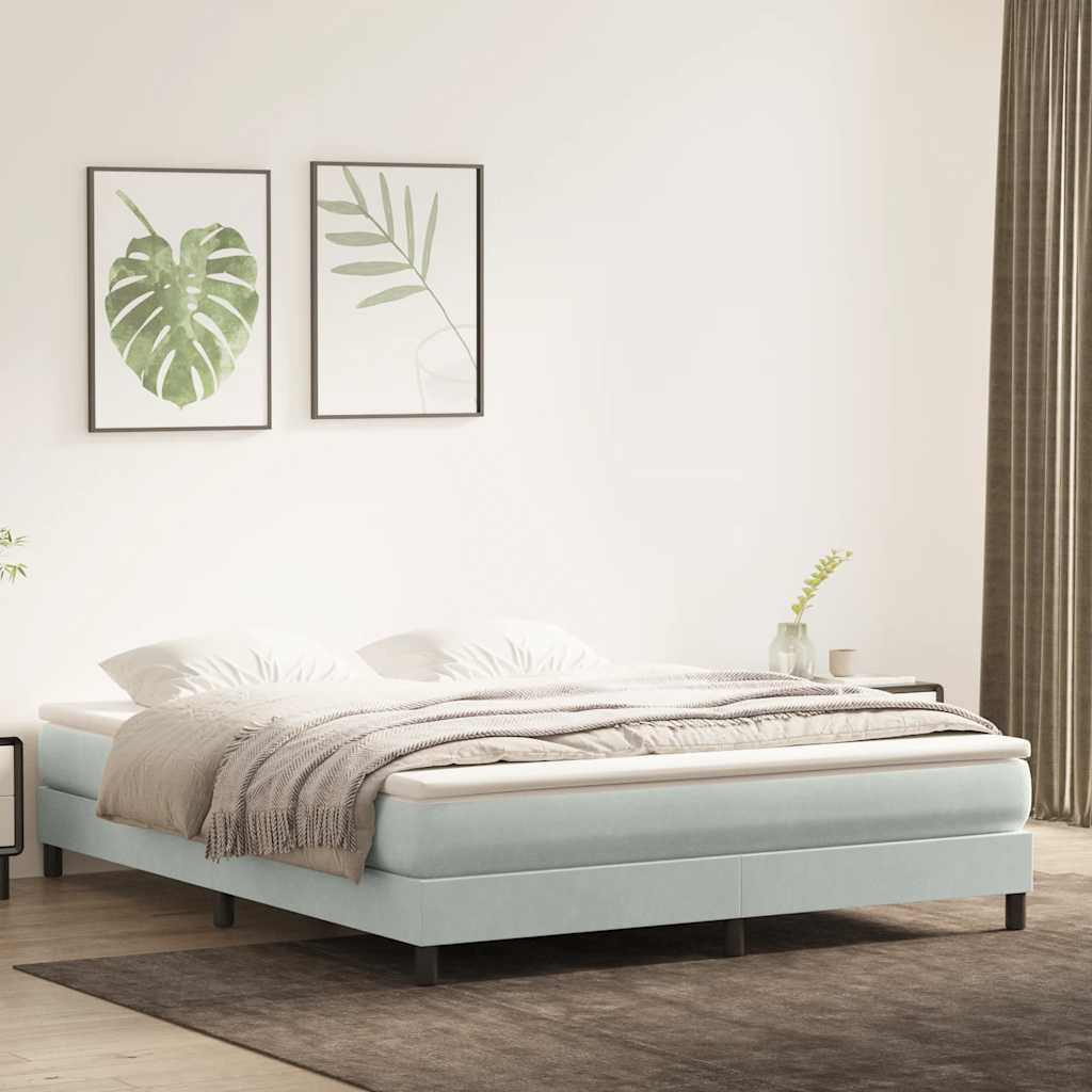 Łóżko Box Spring Bez Materaca Jasnoszary 180X220 Cm Aksamit