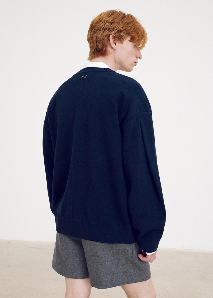 UMARMUNG Cotton Cashmere Tucked Sleeve Pullover_Deep Sea