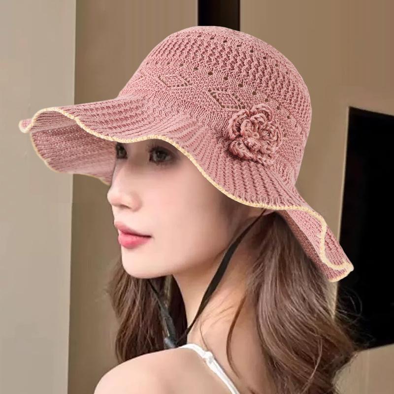 Flower Sun Hat Children's Summer New Hollow Fashion Internet Celebrity Versatile Sun Hat Breathable Face Cover Sunscreen Basin Hat