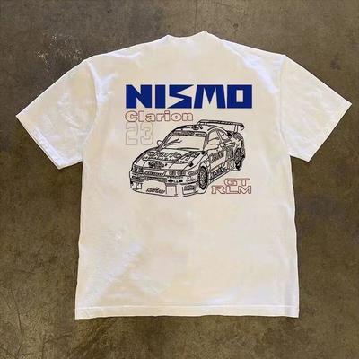 American Ruffian Handsome Heavy Cotton Short-sleeved T-shirt Men's And Women's Summer Tops Racing Elements Printing