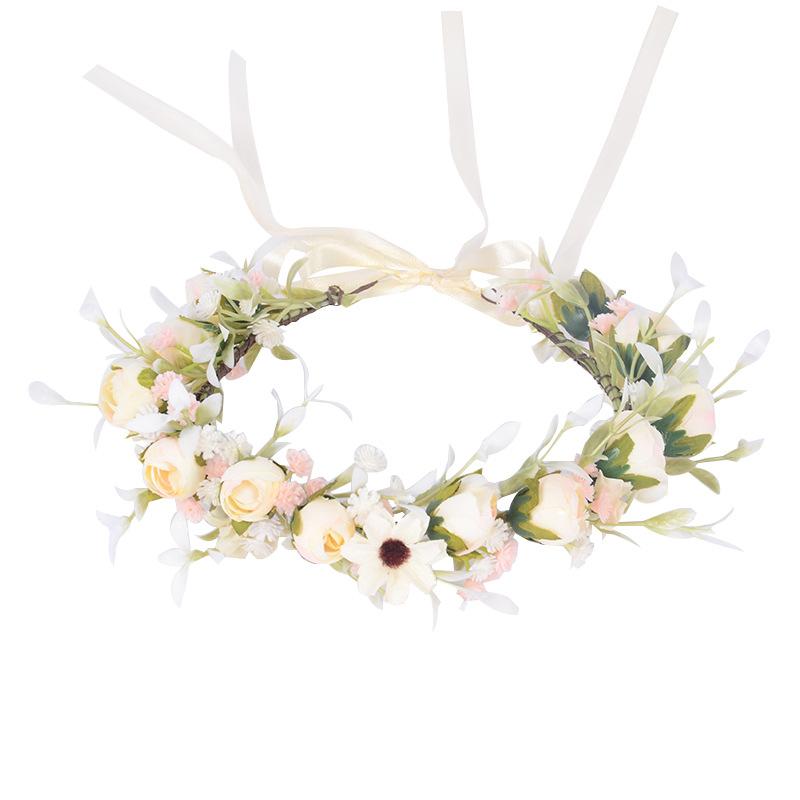 Superfe Koreansk Brud Søt Krans Simulasjon Rose Blomsterhårbånd Brudepike Blomsterpike Blomsterkrone Bryllupstiara