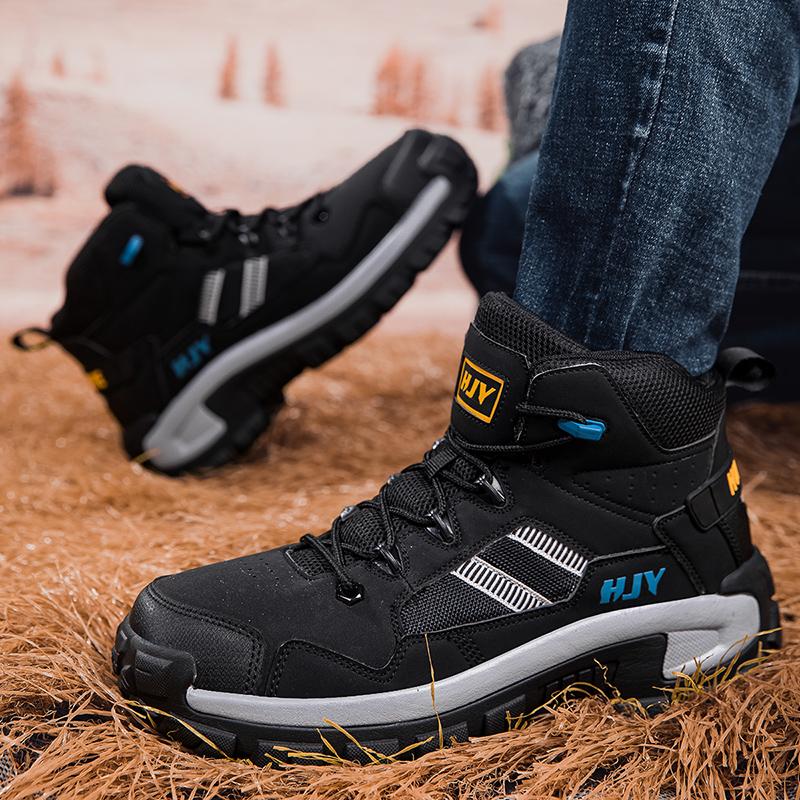 Casual Sneakers Men Lace-up High-top Comfortable Wear-resistant Breathable Hiking Shoes Men Shock-absorbing Outdoor Sports Shoes
