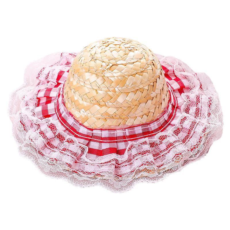 Popular Korean Straw Hat Foreign Style Farmer Hat Sun Hats Pet Cat Funny Retro Cute Bow Fashion Pet Products