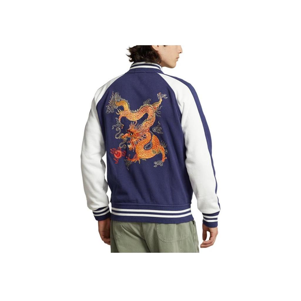 Polo Ralph Lauren Color Block Logo Drachenstickerei Einreihige Jacke Herrenjacken Blau MNPOKNI16823348-400