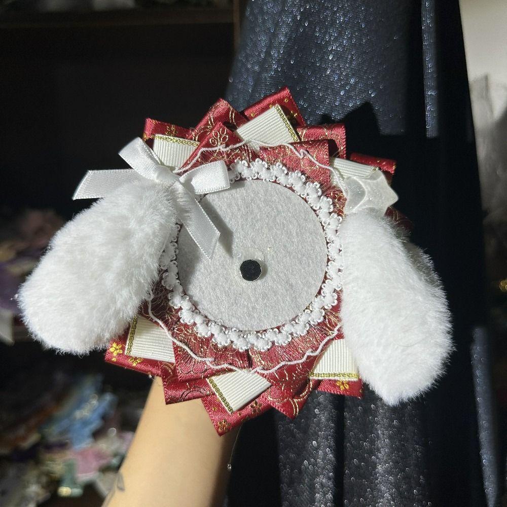 Handmade Itabag Badge Holder Ribbon Lace Badge Rosette Base Tray Lolita Badges Holder  Teen Girls