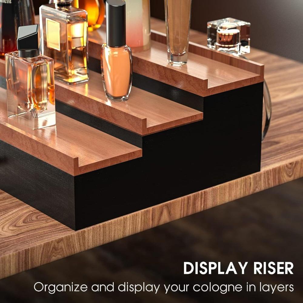with Drawers Makeup Organizer Wooden Cosmetic Display Box Elegant Storage Showcase  Tabletop