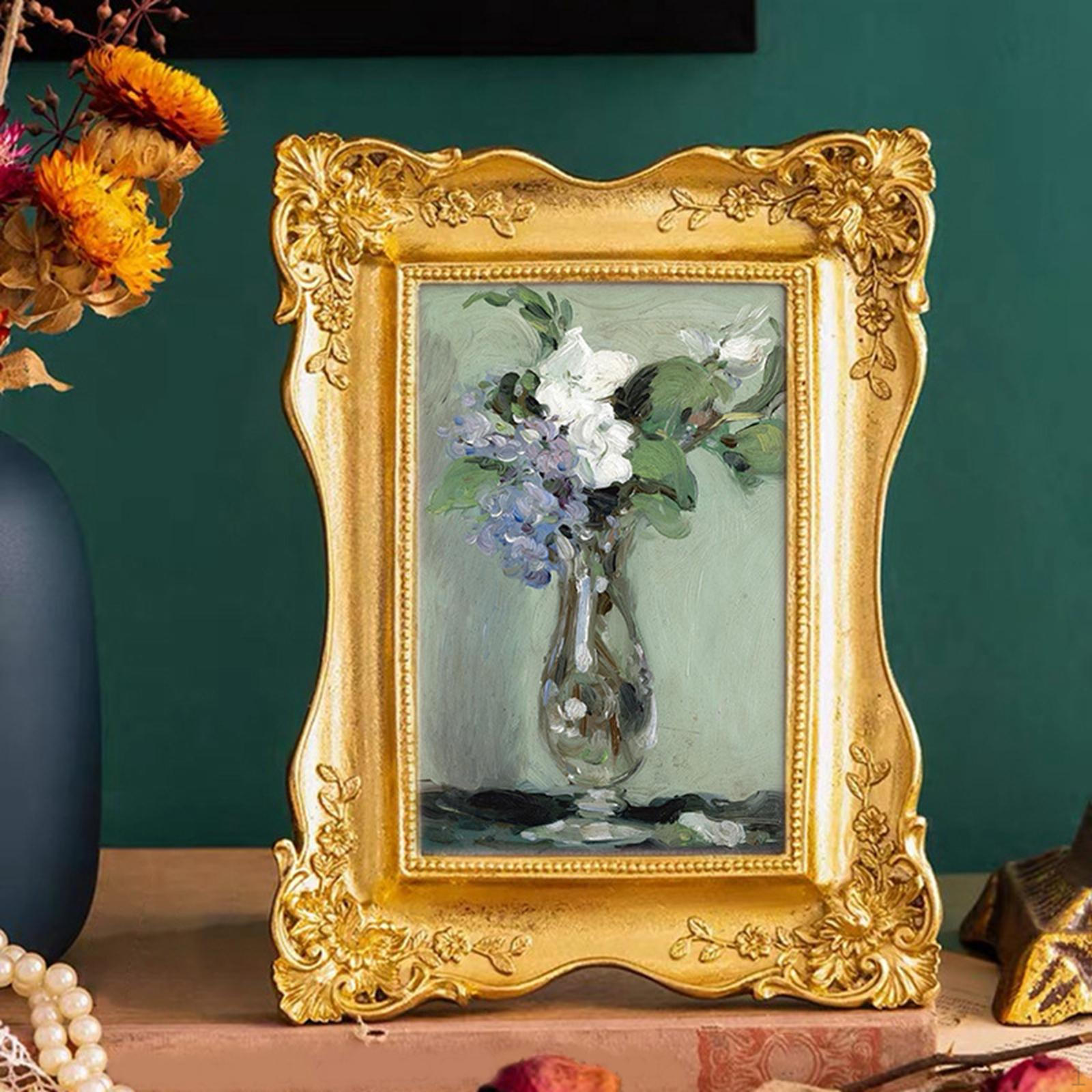 

Photo Frame Family Portrait Gold Tabletop Wall Hanging Decorative Resin Picture Holder for