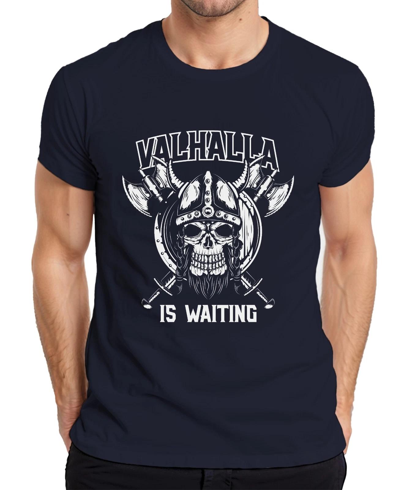 Valhalla is Waiting Wikinger Schädel Axt Schild Odin Runen Asgard Herren T-Shirt XXL