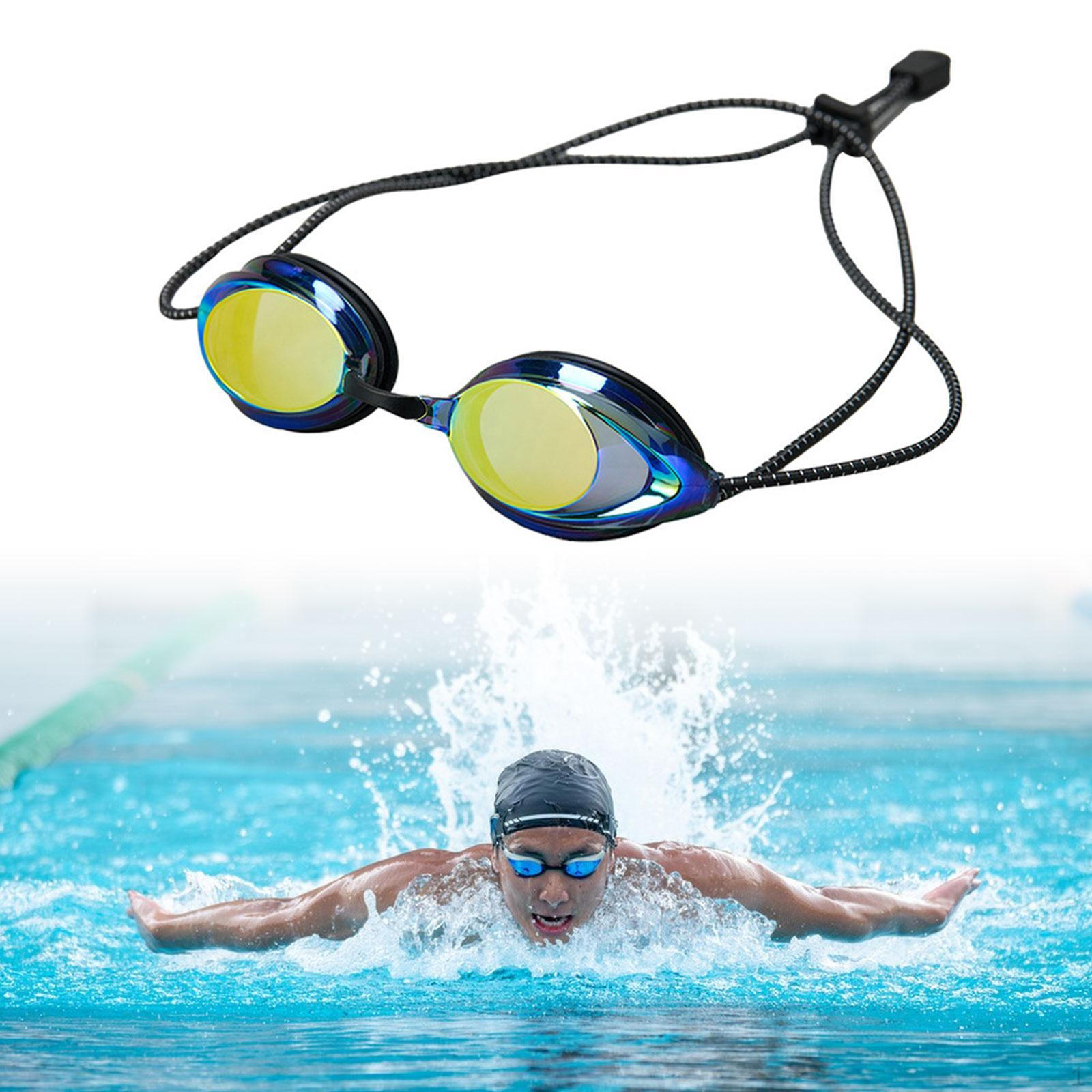 

Mirror Swim Goggles Diving Glasses Anti Fog Wide View Clear Vision No Leaking Comfortable Pool золотий