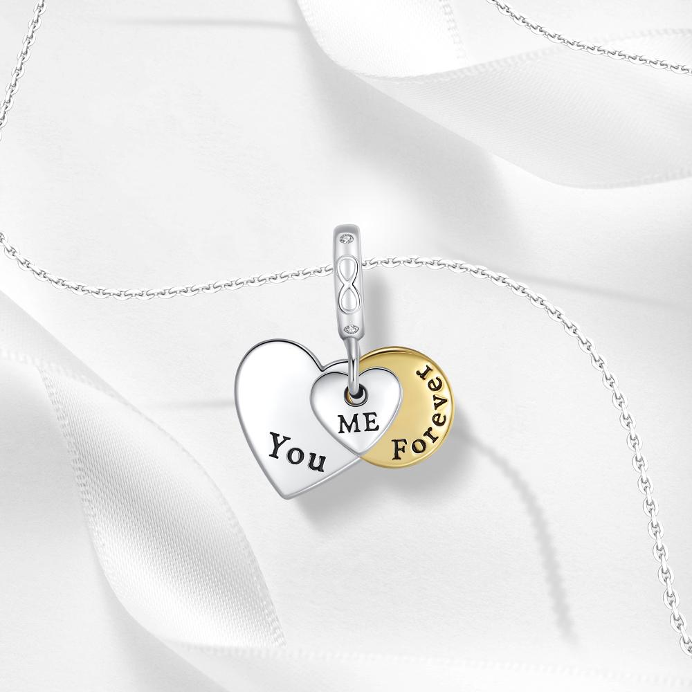 Ahthen copper Bead Charms You and me forever Charm fit Snake Chain Bracelets Necklaces for Women Jewellery Making