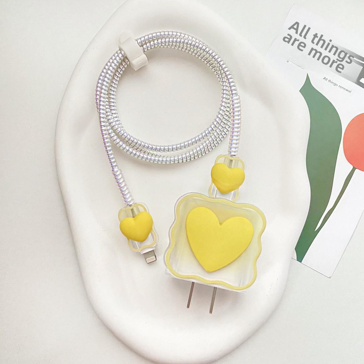 

Захисний чохол для заряджання iPhone 16 із швидкою зарядкою 20 Вт, сумісний з Apple 15 Pro Max, включає організацію кабелю для iPad 2024 headgear+wire sleeve+laser white rope жовтий