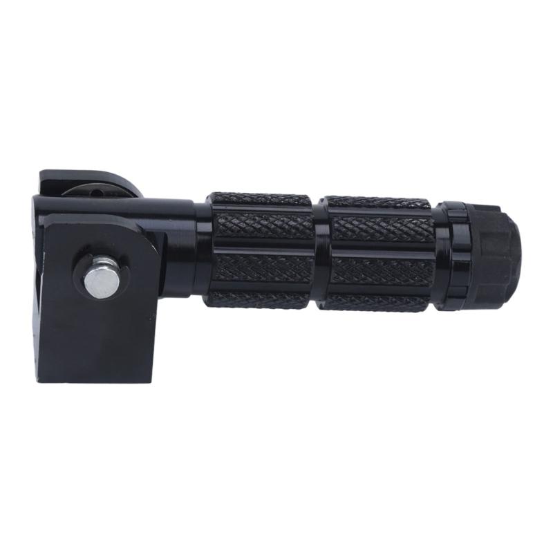 Motorcycle Foot Pegs Pair With 8Mm Mounting Size, Hinged Aluminum Footrest Pedals, Black Grip Pattern for Repair Work and Road Use