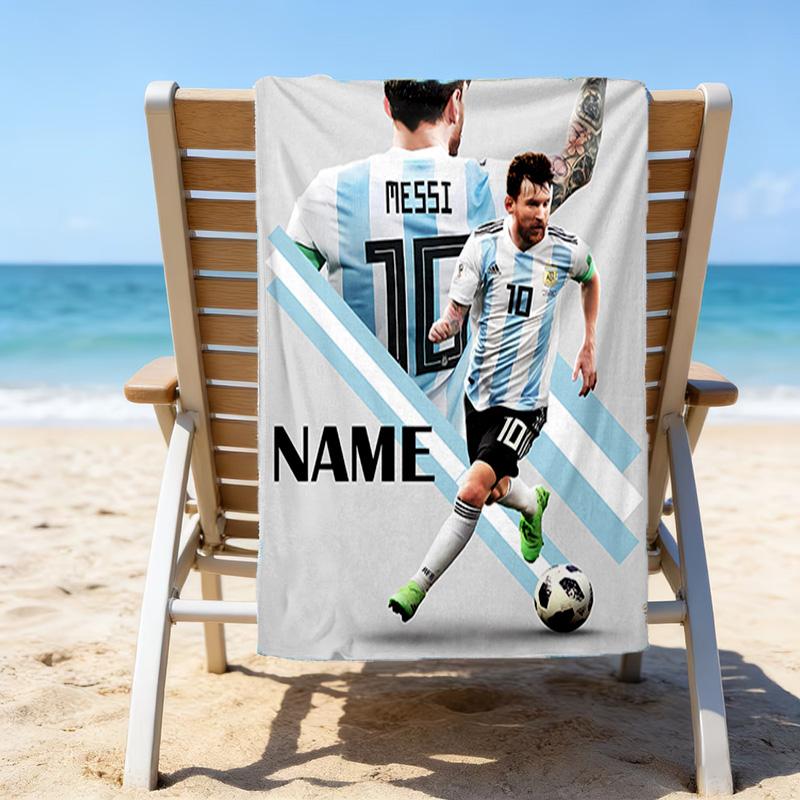 1pc Football32 Beach Towel with Custom Name, Beach/Swimming/Bath/Picnic/Camping Towel, Suitable for Seaside Beaches