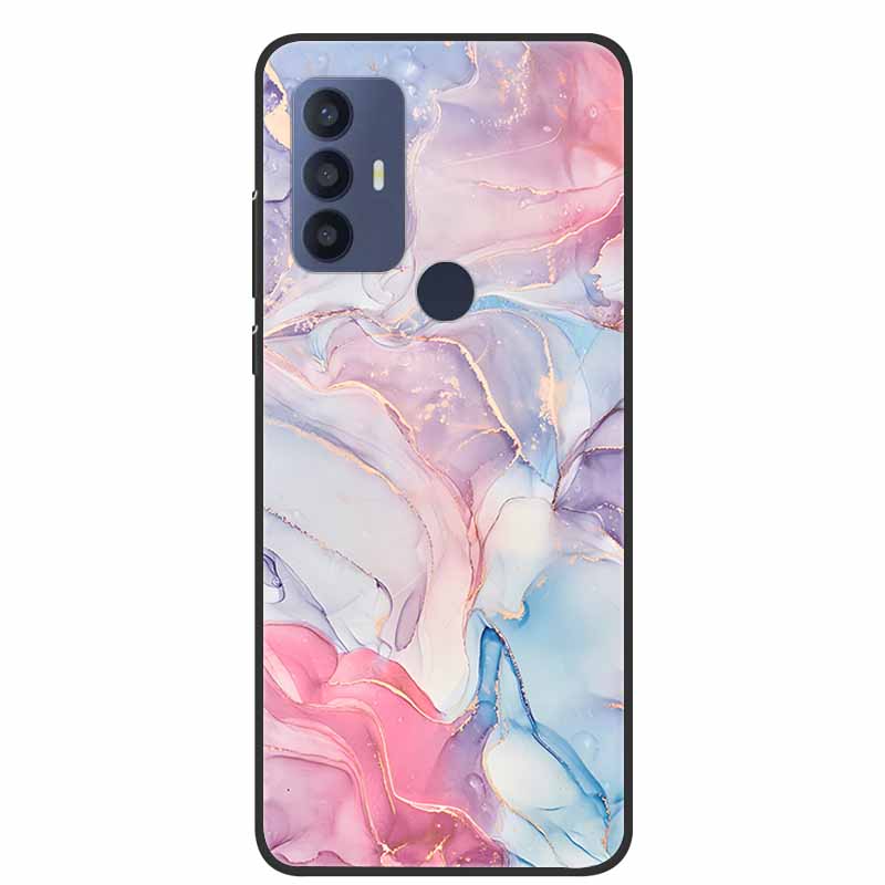 For TCL 30 SE Case Soft Silicone Marble TPU Black Cover for TCL 305 306 30SE 6.52'' Phone Back Cases for TCL30SE 6165H Coque New