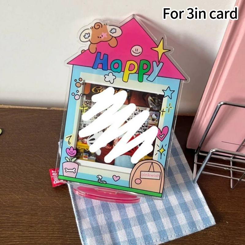 Hello Kitty 3inch Photocard Holder Kpop Card Acrylic Display Stand Cute KT Photo Frame Cartoon Style Photocards Protect Stands