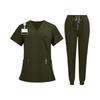Conjunto de Uniforme Quirúrgico para Mujer con Top de Manga Corta y Cuello en V con Bolsillos, Pantalones Largos de Secado Rápido de Color, Uniforme para el Trabajo