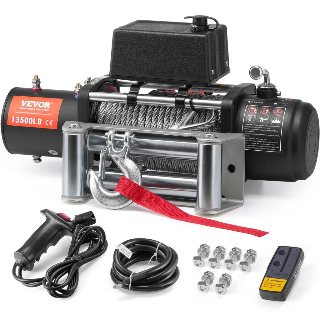 Electric Winch Truck 13,500 lb Steel Cable IP65 Waterproof Remote Control