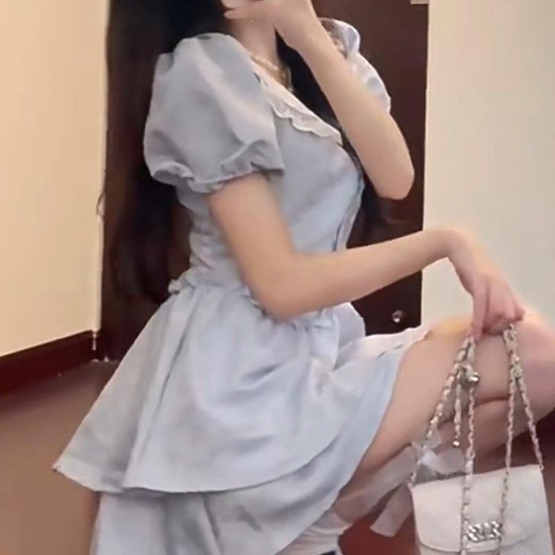 2026 French First Love Doll Collar Dress Women's Small Summer Fugitive Princess Cake Dress Waist Tutu