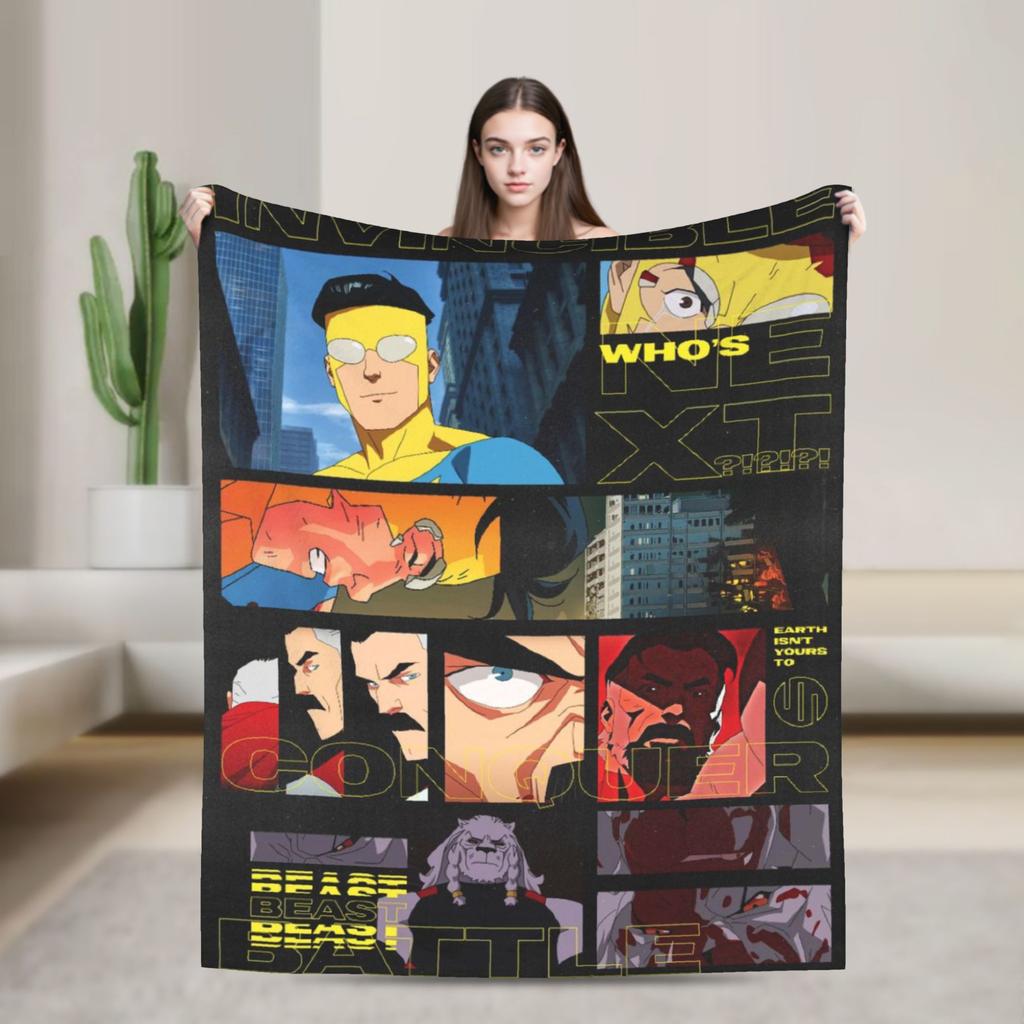 Invincible Omni Man Blanket  Warm Comfortable Plush Bedding Throws For Bedroom Travel Office Flannel Bedspread Bed Cover