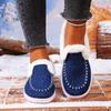 Foreign Trade New Velvet Warm Flat-soled Cotton Shoes Women's Autumn Round Head Foot Cover Large Size Low-top Single Shoes